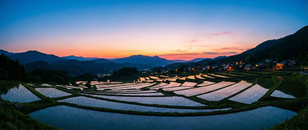 棚田の夕景